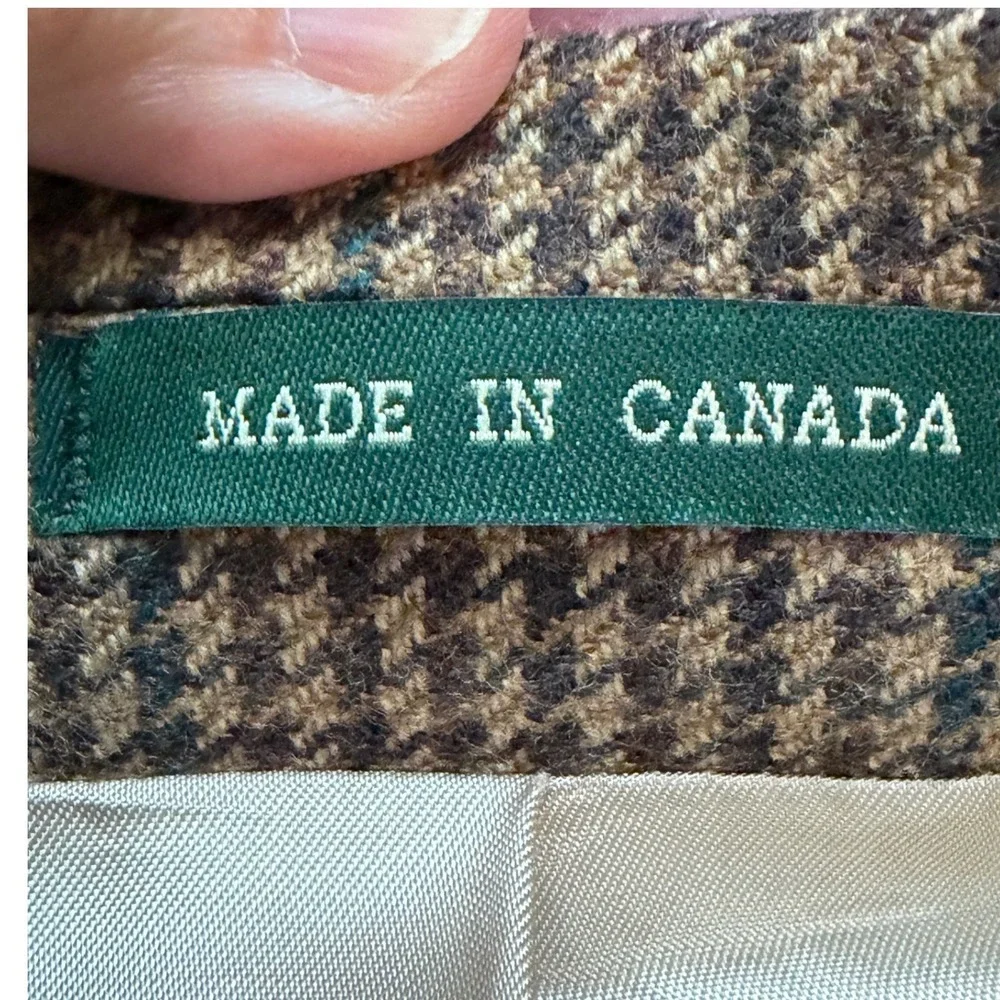 Lauren Ralph Houndstooth Sports Coat Blazer Mens 44R Brown Lambswool Tweed